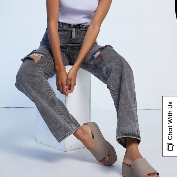 PacSun Gray Distressed Straight Leg Jeans - Picture 4 of 10